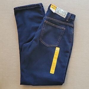FULL BLUE pink flannel lined denim dark blue jeans.  Size 8 x 31. NWT.